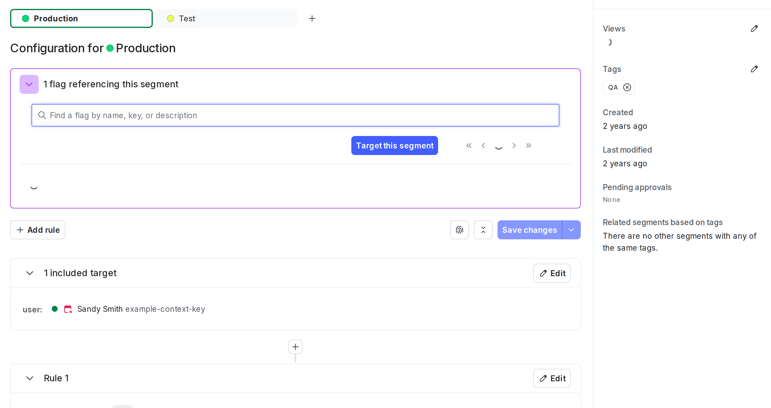 A segment's details page.