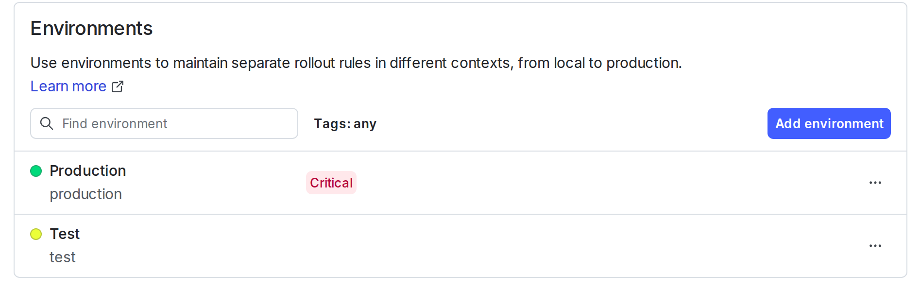An example project with two environments.