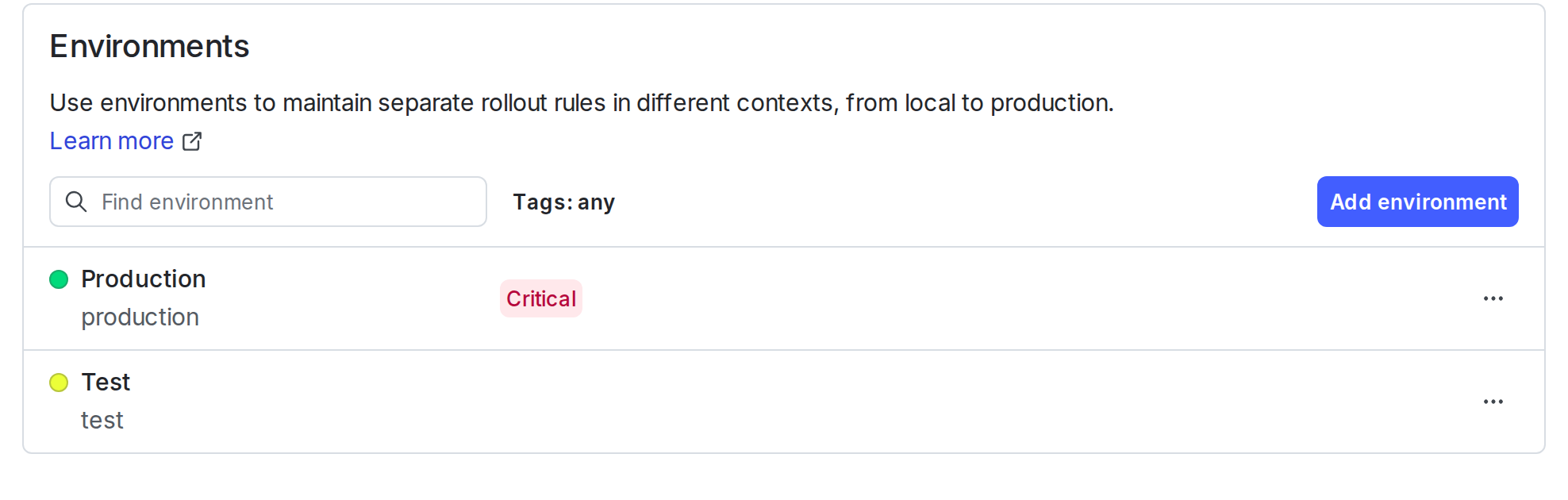 An example project with two environments.