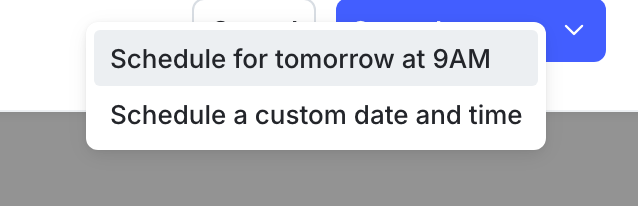 The "Schedule" options below the "Save changes" button.