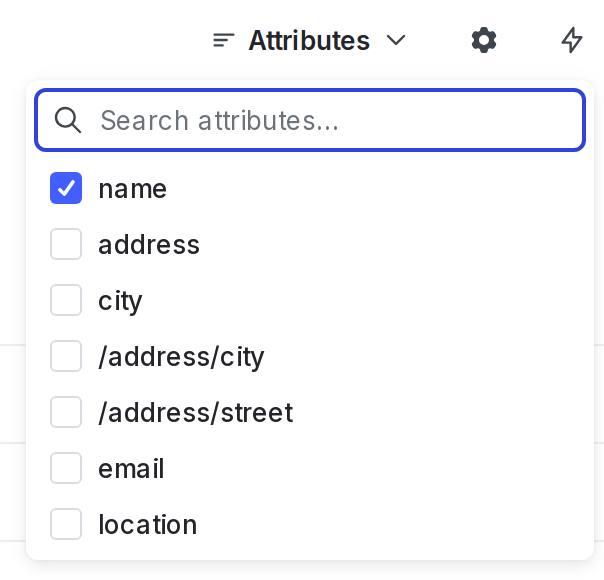 The "Attributes" menu on the "Contexts" list.