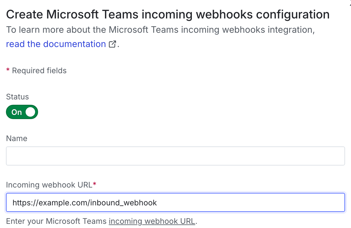 Example integration configuration panel in the LaunchDarkly UI
