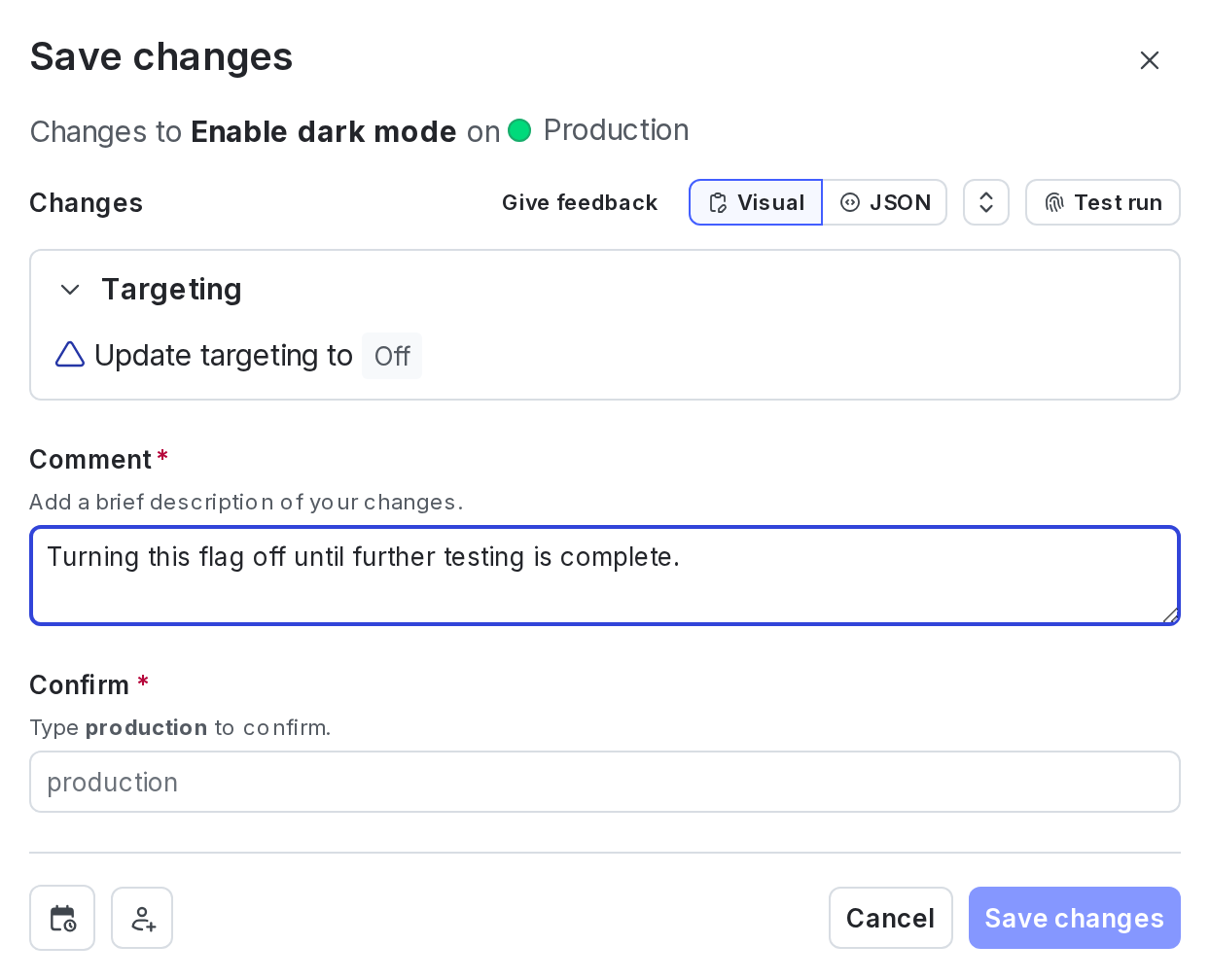 The "Save changes" dialog.