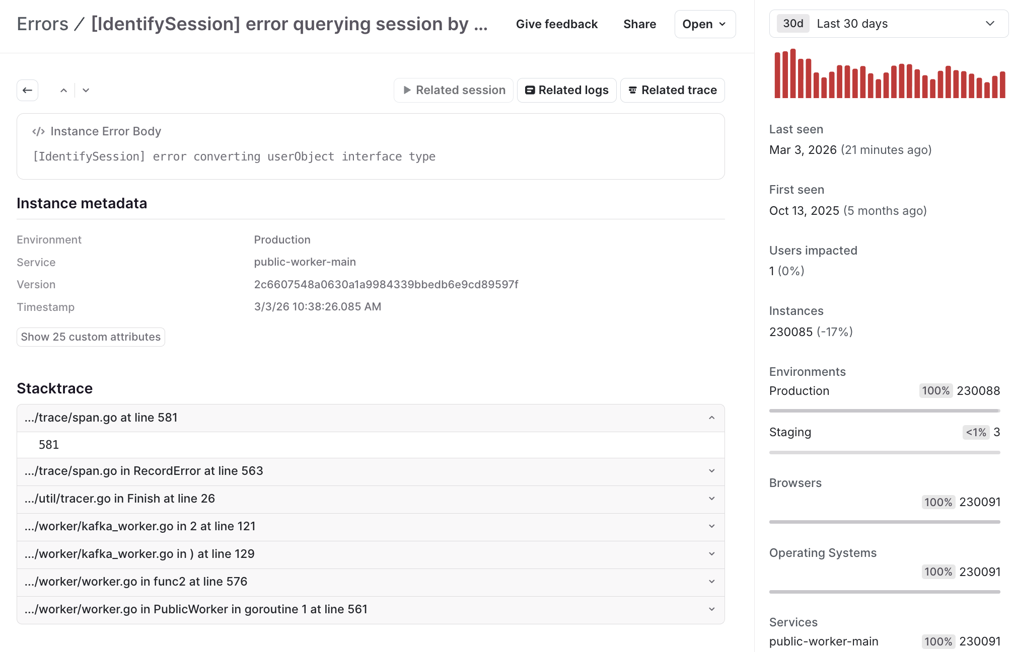 A detailed view of an error.