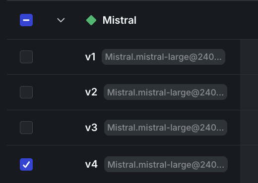 Select a variation to see its evaluations