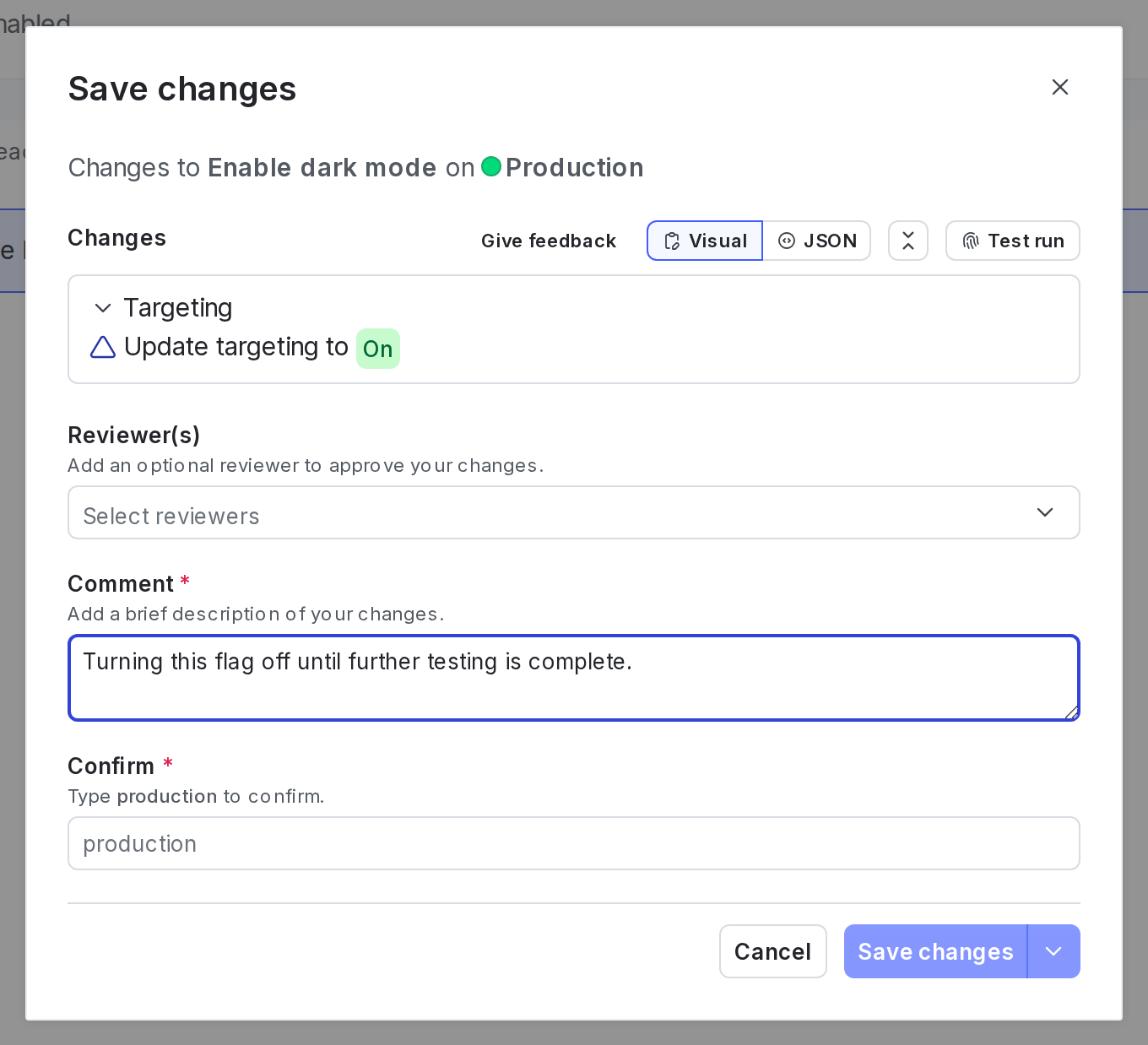 The "Save changes" dialog.