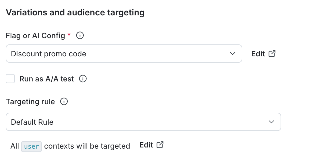 The "Audience targeting" section with the default rule chosen.