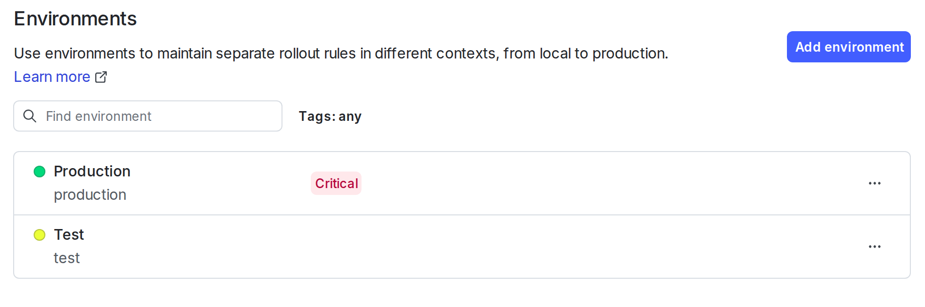 An example project with two environments.