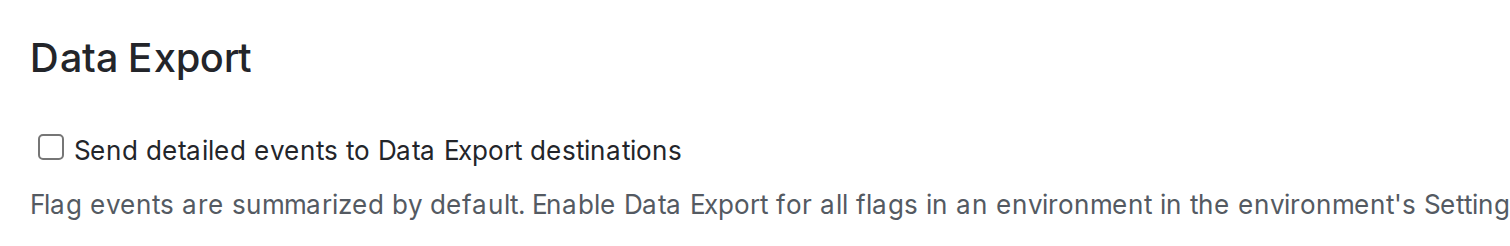 The Data Export section on a flag's "Environment configuration" screen.