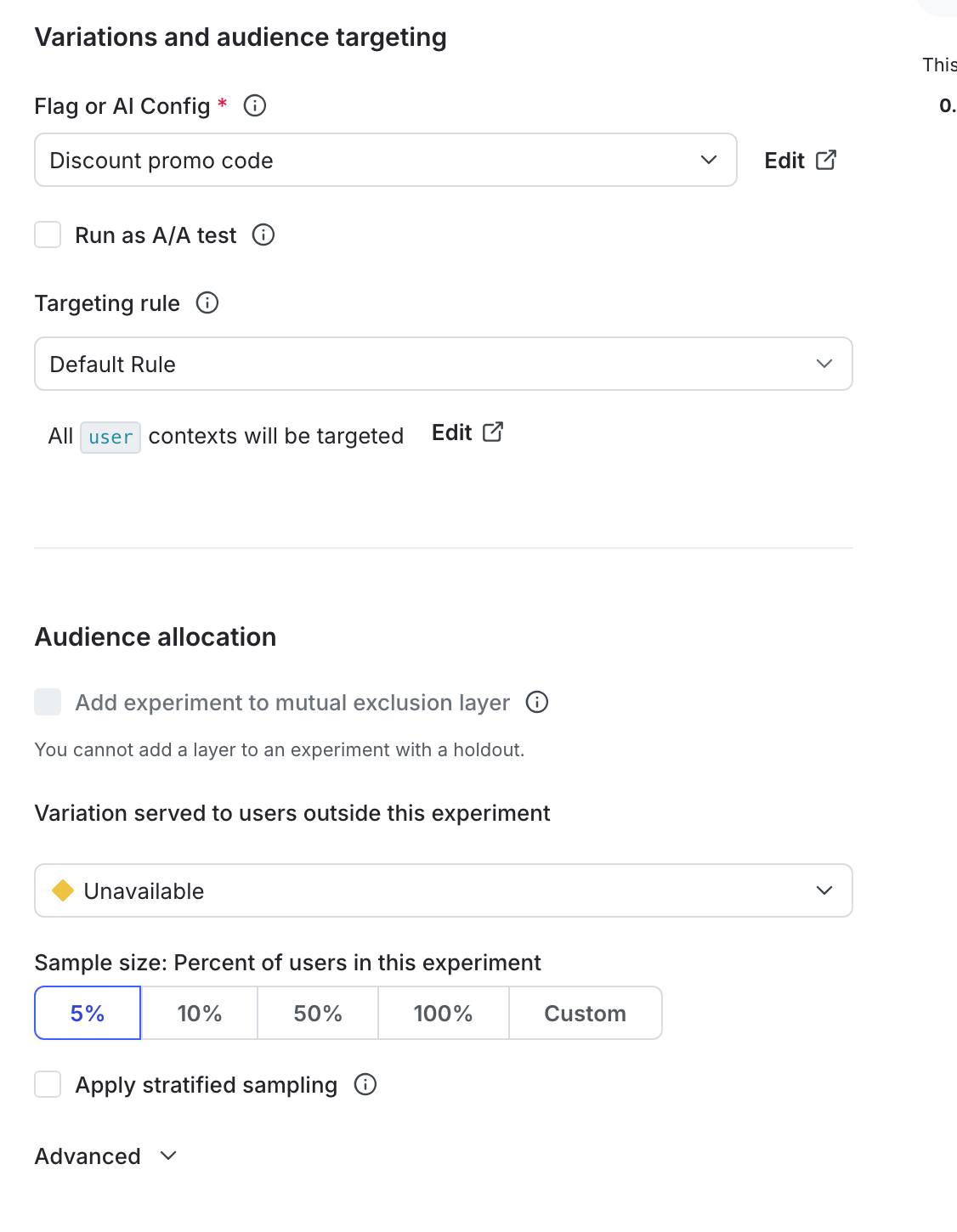 The "Audience targeting" section of a MAB.