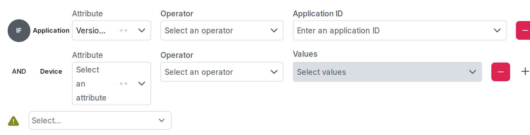 The template for a new mobile rule on a flag.