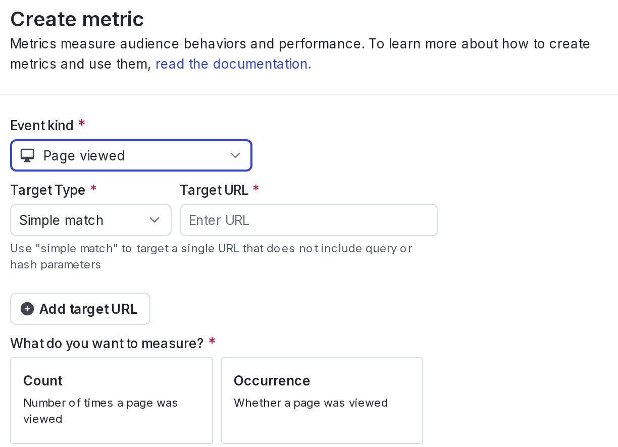 A page viewed conversion metric.