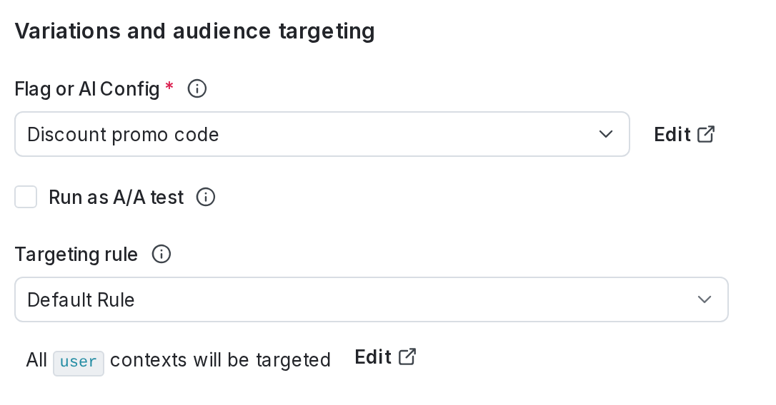 The "Audience targeting" section with the default rule chosen.