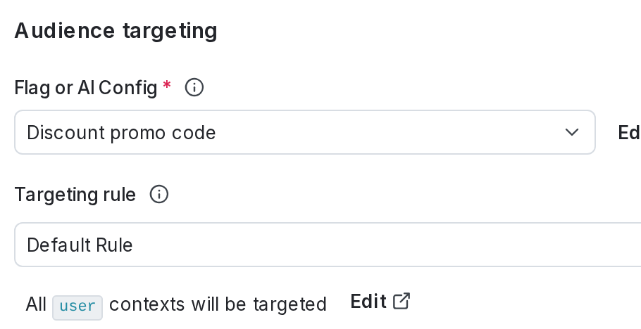 The "Audience targeting" section with the default rule chosen.