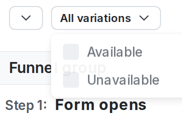The filter options for an experiment.