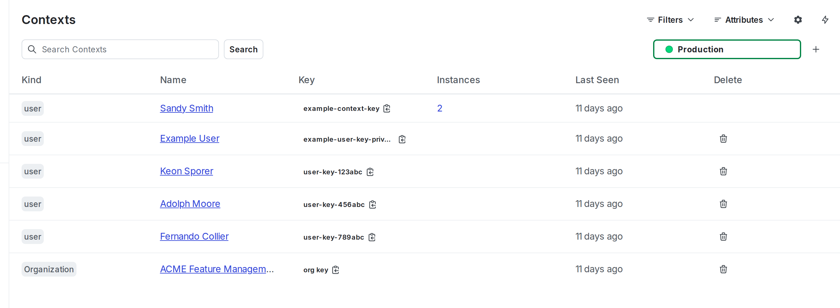 The "Contexts" list.