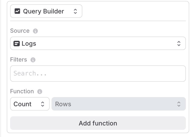 The query builder section of the add graph
panel.