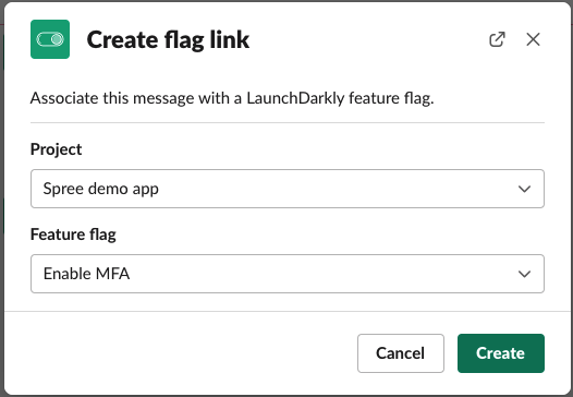 The Create flag link menu.