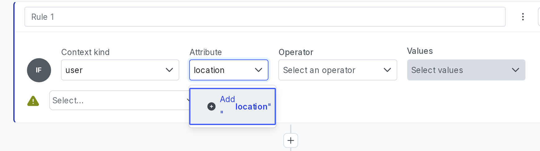Creating a custom "Location" user context attribute from a flag's "Targeting" tab.