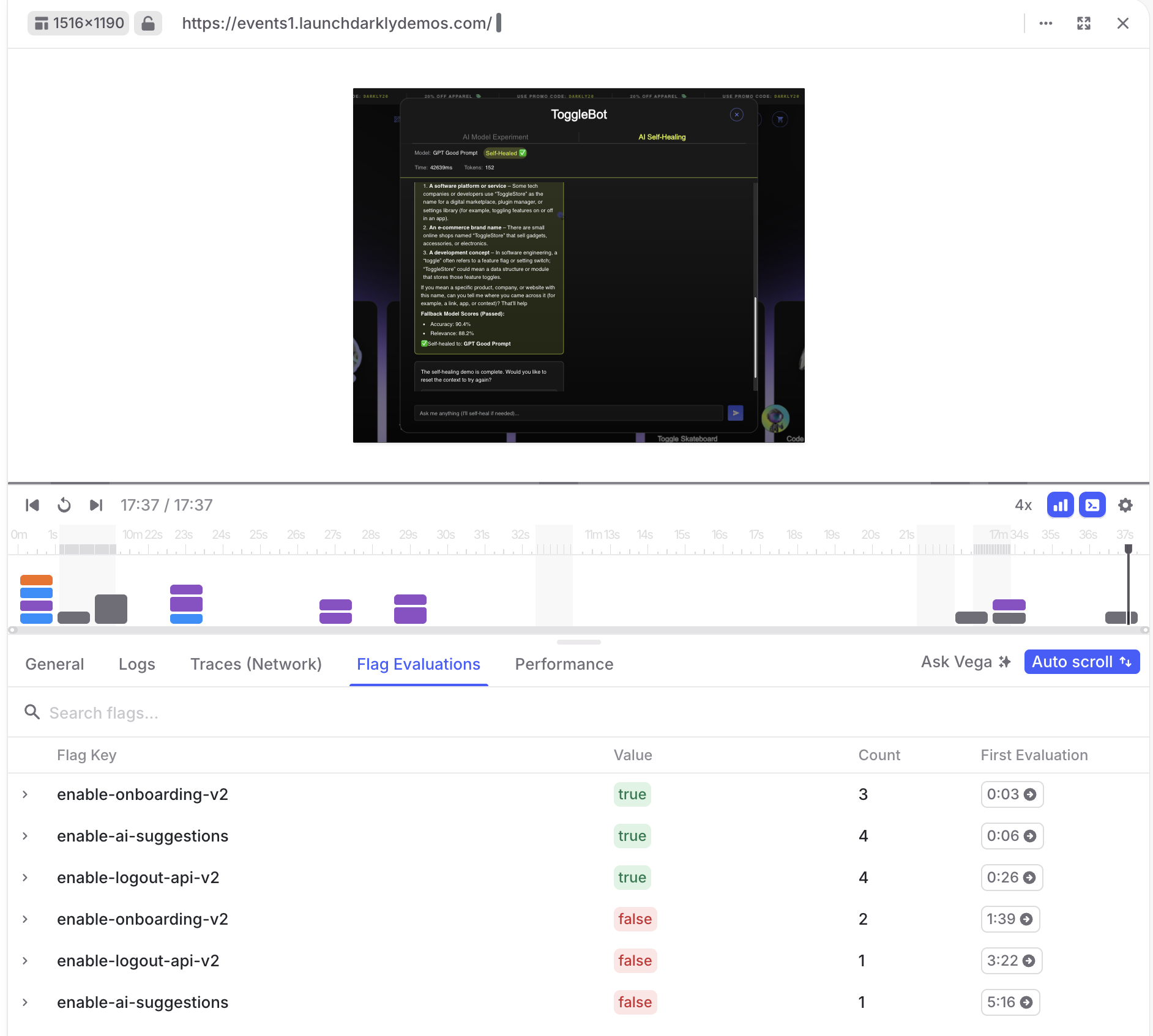Viewing session details.