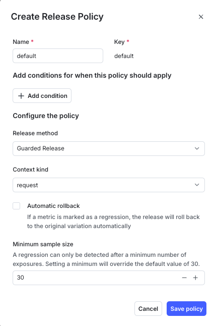 The default release policy.