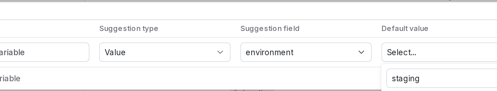 The "Variables" dialog, with a new variable filled
in.