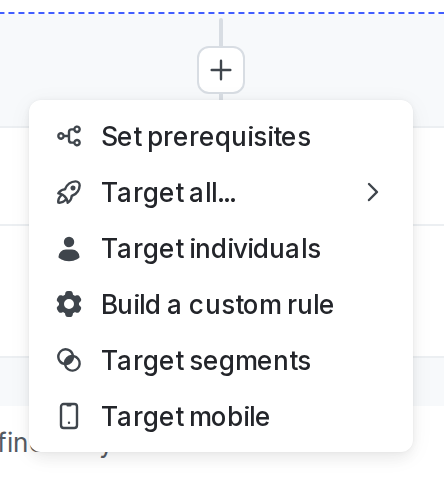 The "+" menu, with targeting options.