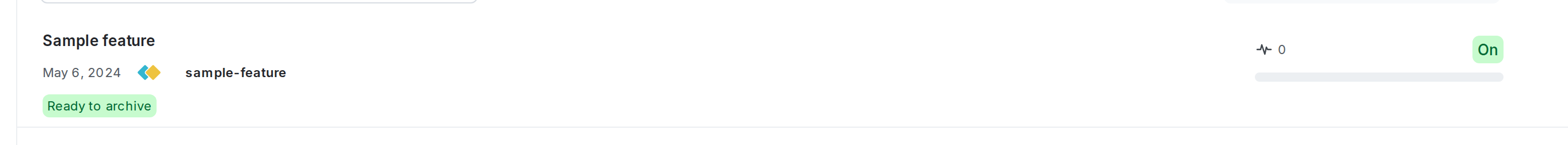 A flag with status of "Inactive" and a lifecycle stage of "Ready to archive."