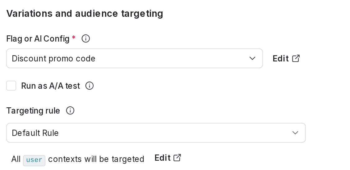 The "Audience targeting" section with the default rule chosen.