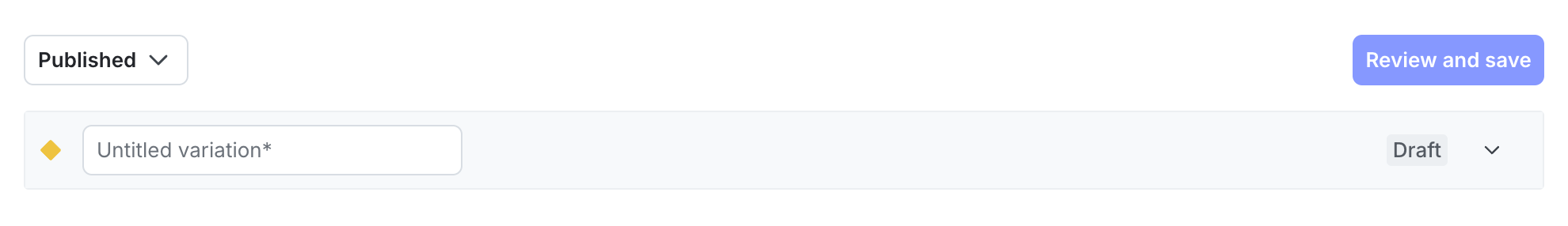 The Variations tab of a newly-created AI Config.