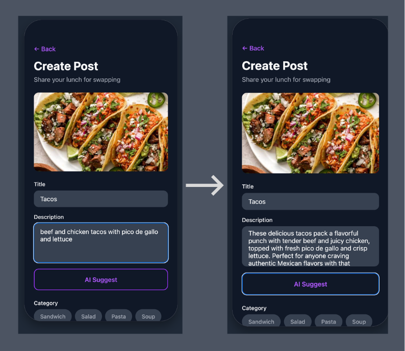 WorkLunch AI Suggest Feature