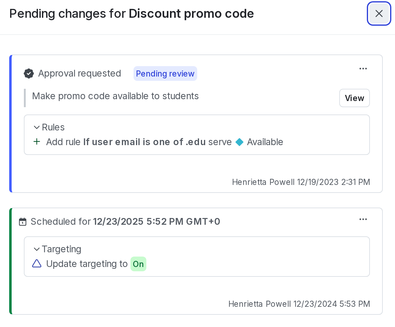 A flag with multiple changes scheduled.