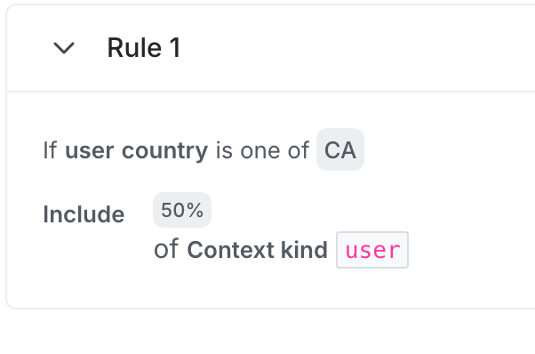 A segment rule targeting 50% of contexts that match the rule.