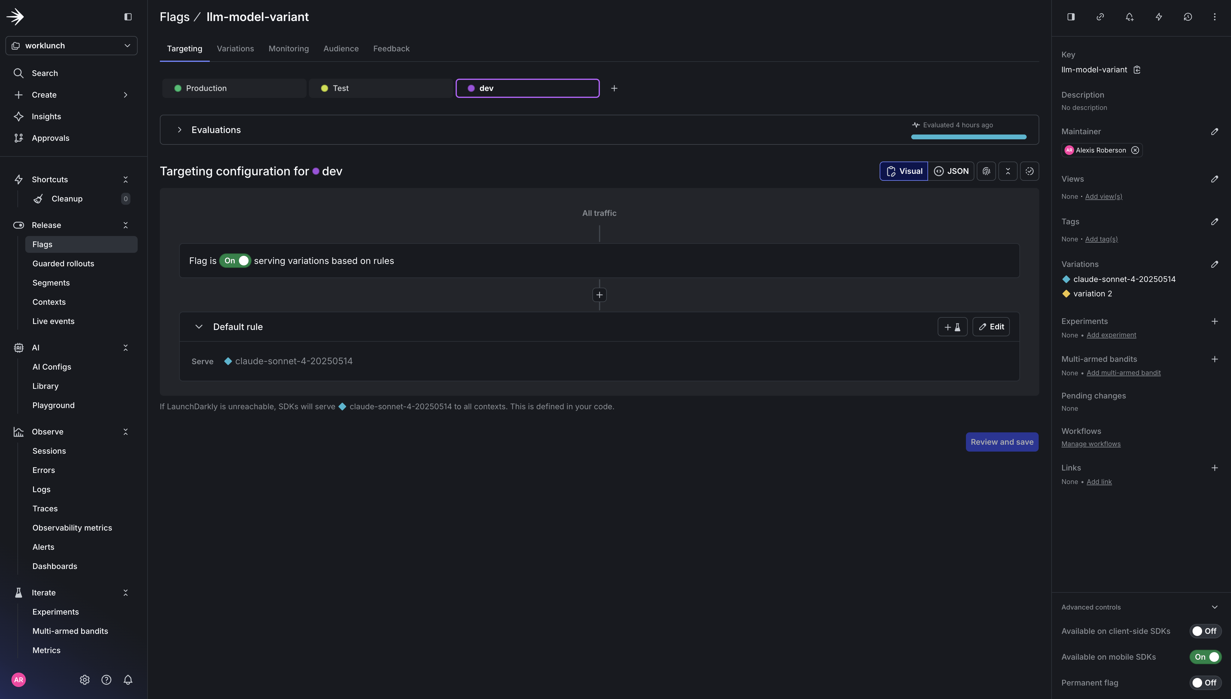 llm-model-variant feature flag