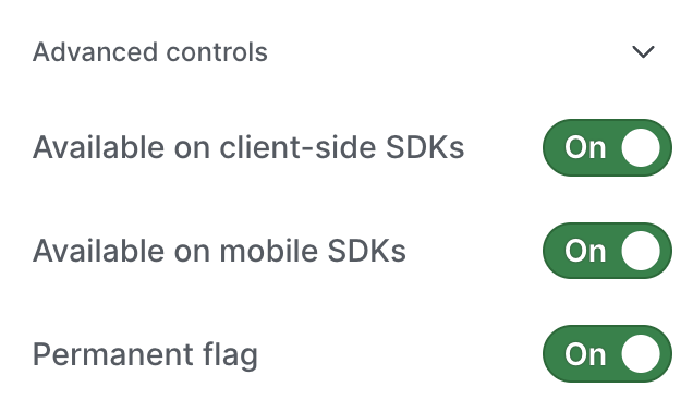 The "Advanced controls" section of a flag's right sidebar.