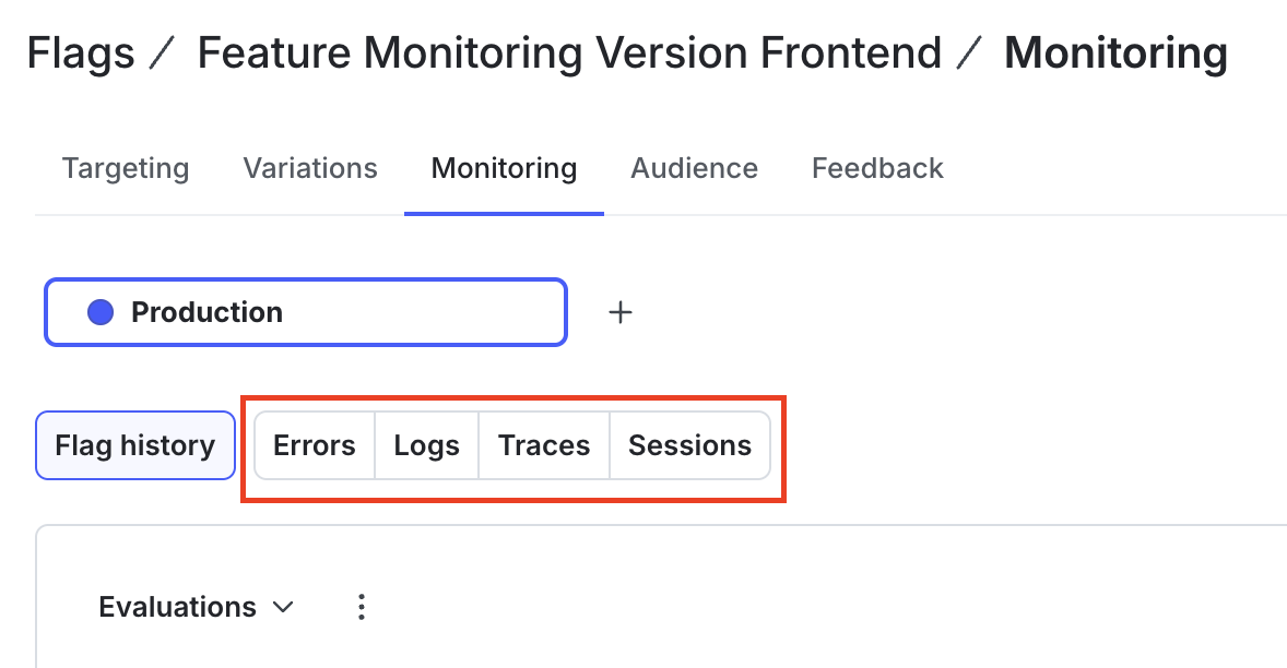Feature monitoring charts on a flag's monitoring tab.