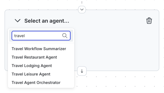 Select an agent for a new node.
