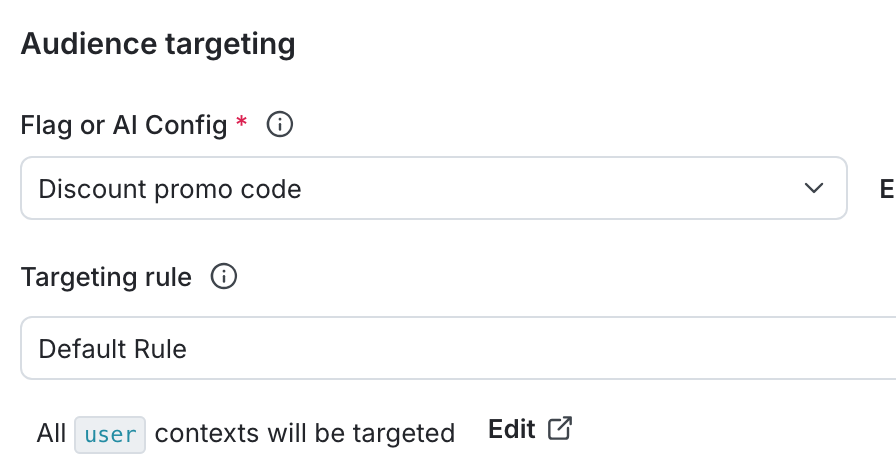 The "Audience targeting" section with the default rule chosen.