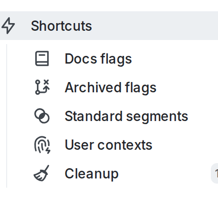 A list of shortcuts in the left sidenav.