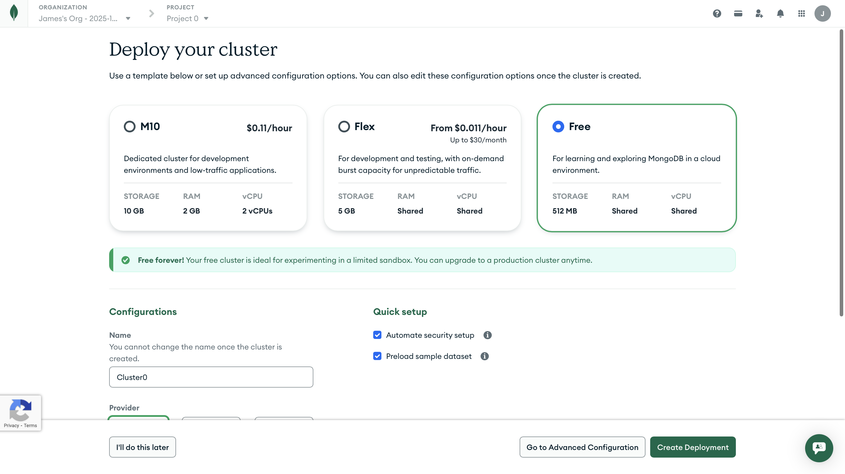 Create MongoDB Cluster