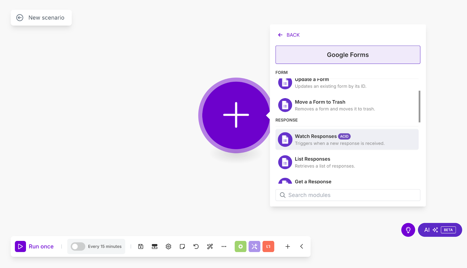 Make Google Forms Trigger
