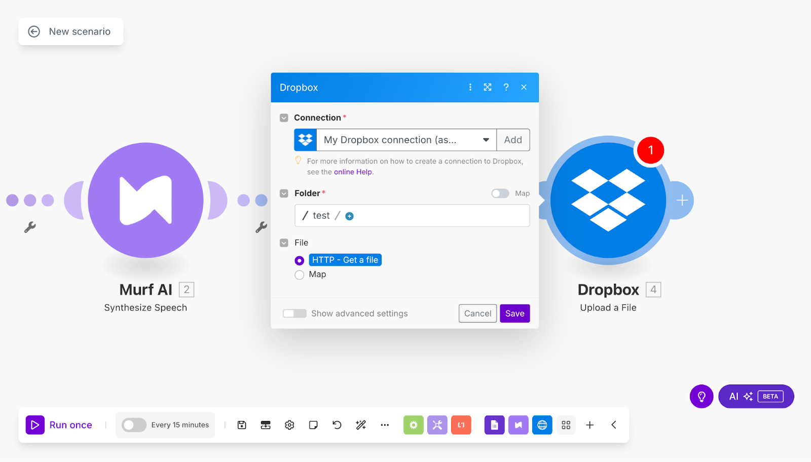 Upload the Audio File to Dropbox 2