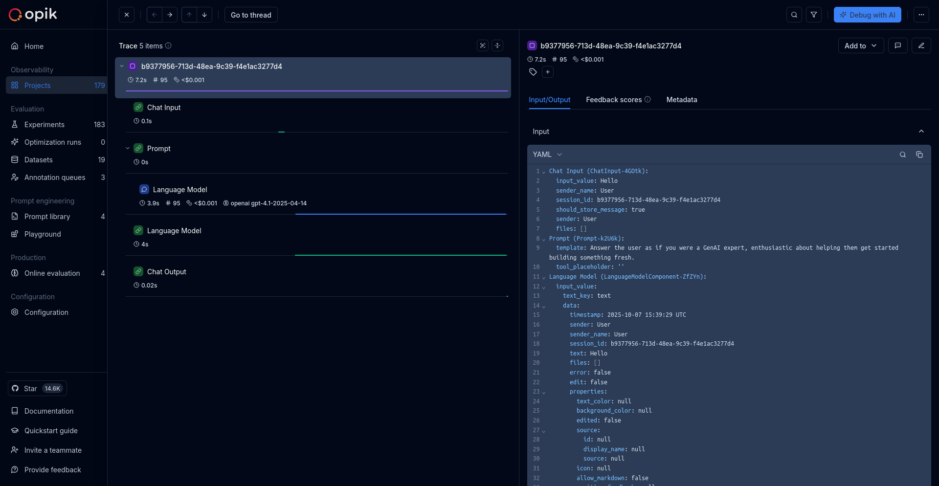 Langflow Opik Integration