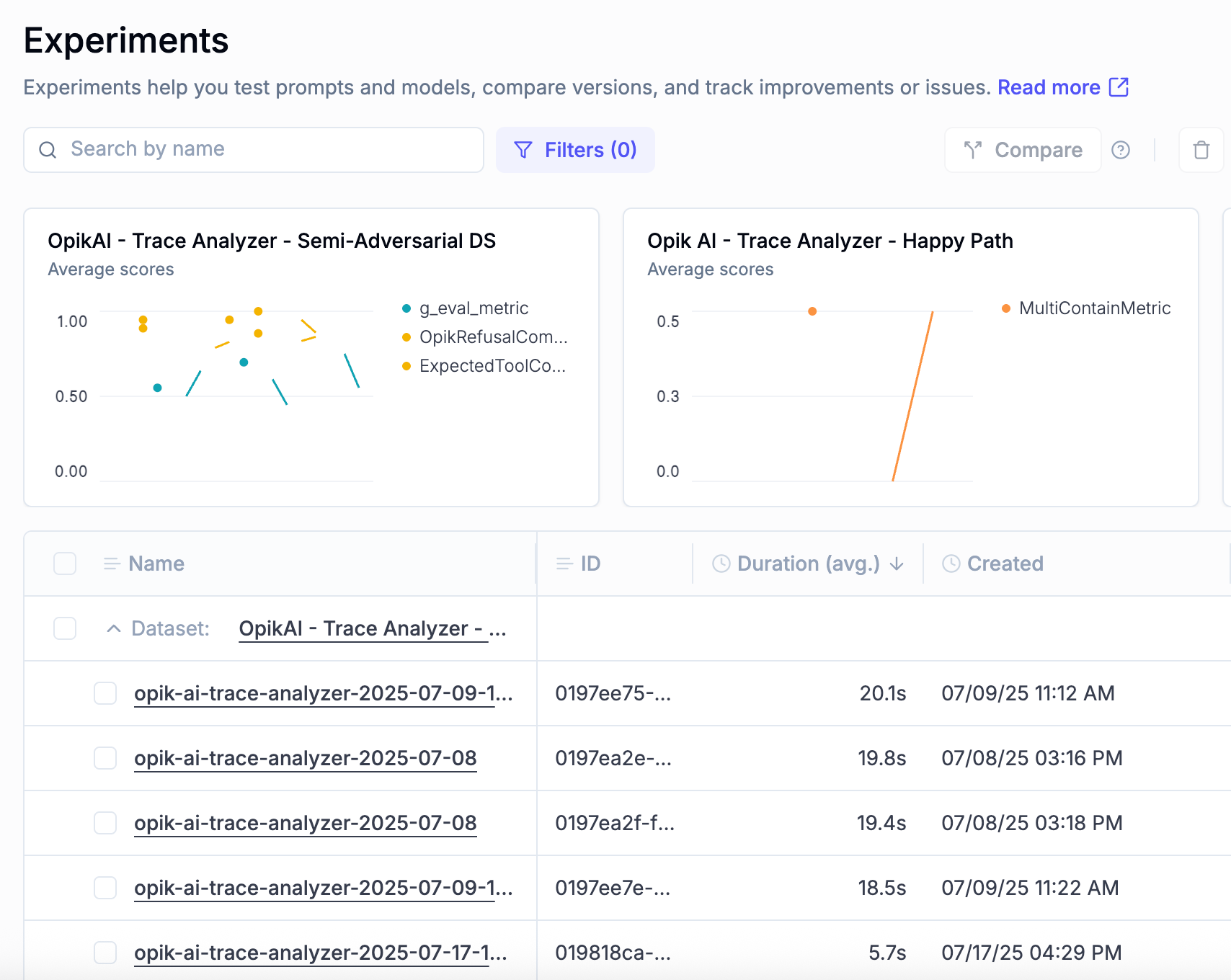 Experiment Duration Interface