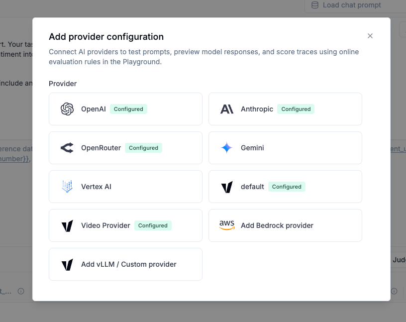 AWS Bedrock integration in the Playground provider selection