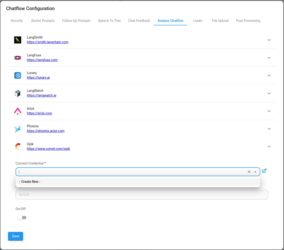 Opik Configuration Fields