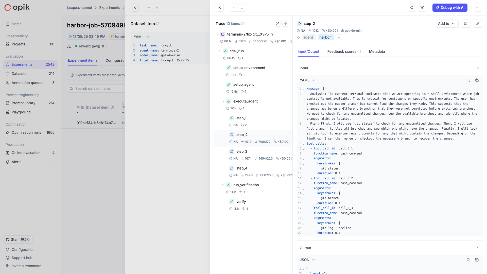 Harbor integration with Opik