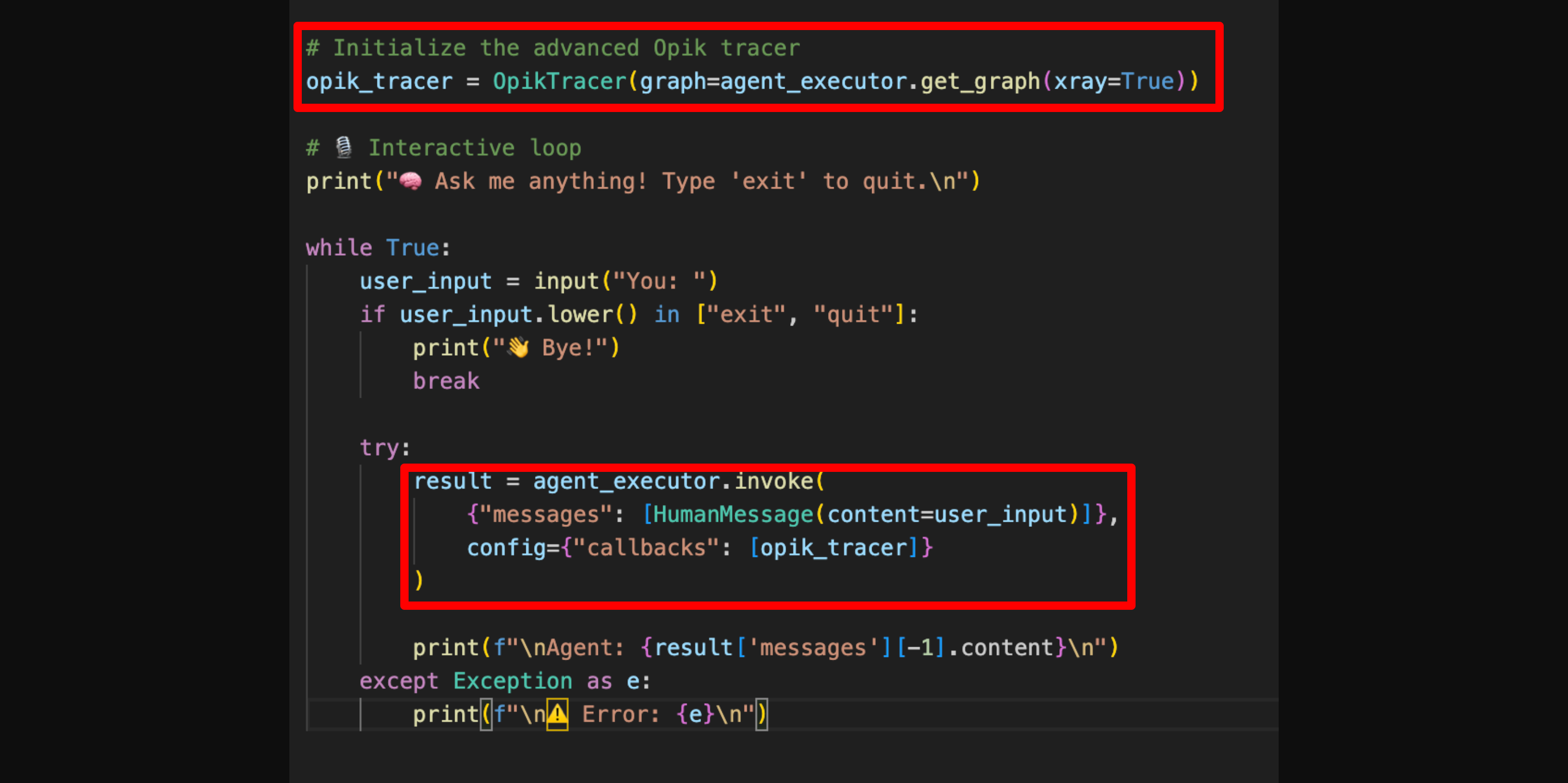 Adding tracing capabilities to an AI agent