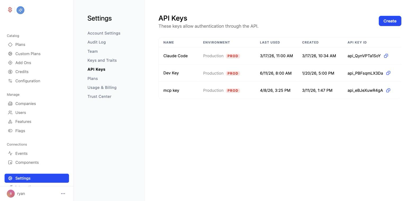 Generating API keys in Schematic