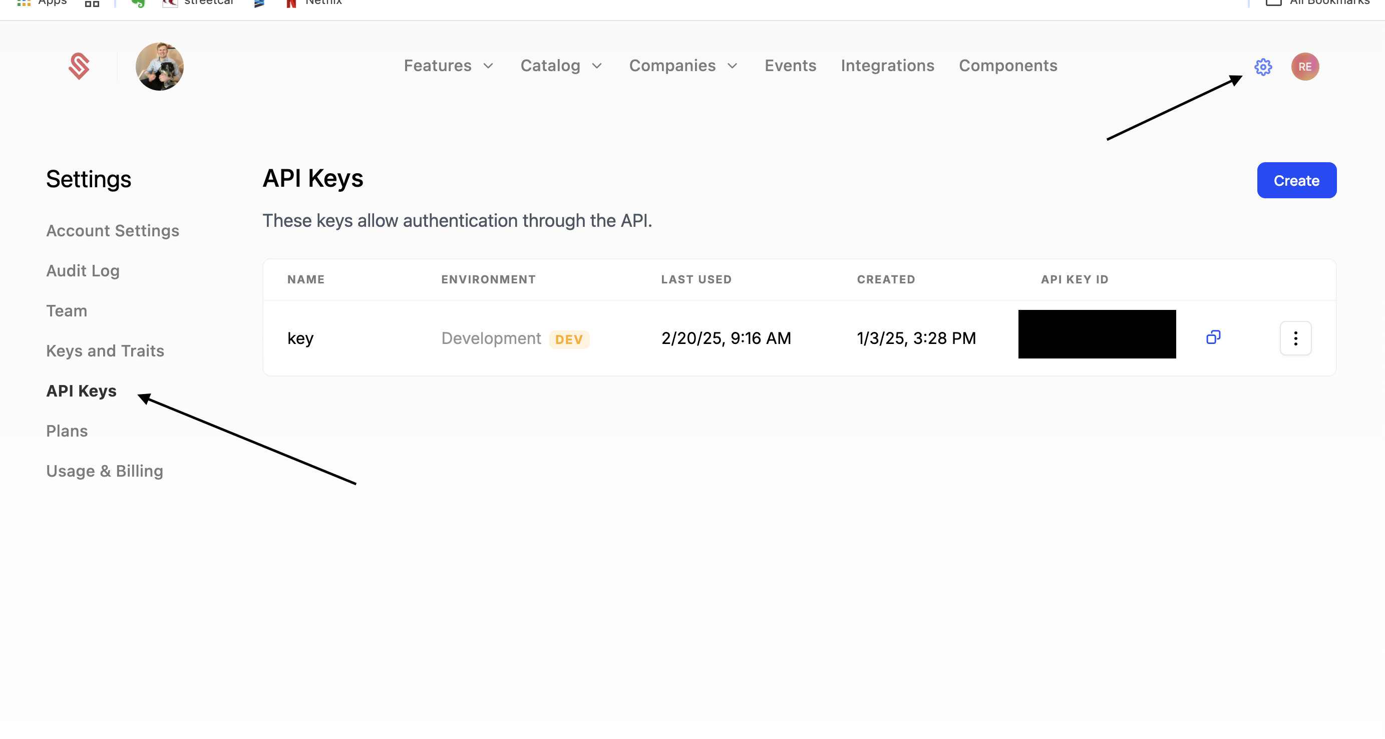Generating API keys in Schematic
